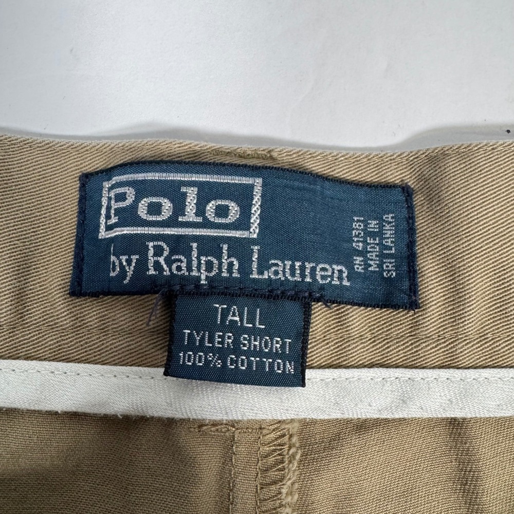 Polo Ralph Lauren Tyler Short Mens 42T Khaki Tan Pleated Cotton Twill Chino Tall - Picture 2 of 12